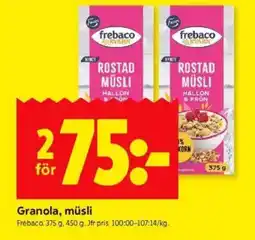 ICA Kvantum FREBACO Granola, müsli erbjuda
