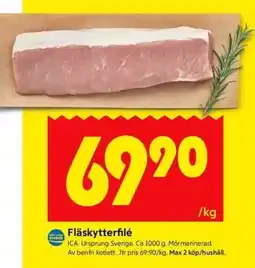 ICA Kvantum Fläskytterfilé erbjuda