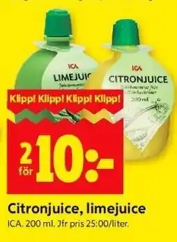 ICA Kvantum ICA Citronjuice, limejuice erbjuda
