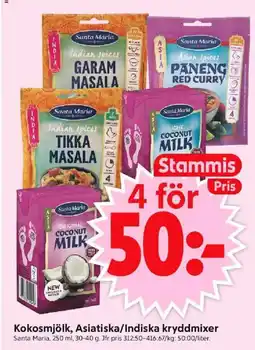 ICA Supermarket Kokosmjölk, asiatiska/indiska kryddmixer erbjuda