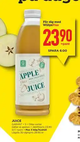 Willys Hemma JUICE, Medlemspris erbjuda