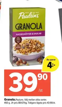 Coop Extra Granola, SEK 39.9 erbjuda