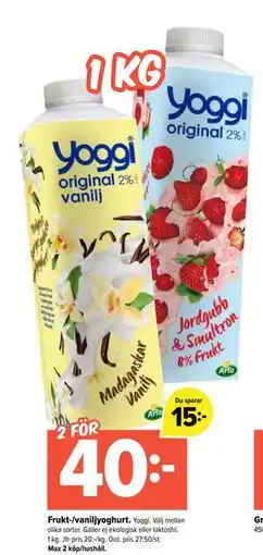 Coop Extra Frukt-/vaniljyoghurt, SEK 40 erbjuda
