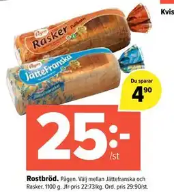 Coop Extra Rostbröd, SEK 25 erbjuda