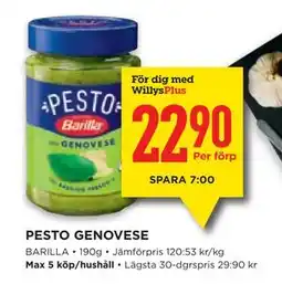 Willys Hemma PESTO GENOVESE, Medlemspris erbjuda