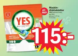 DollarStore Maskin- disktabletter PACK YES Platinum Fresh, erbjuda
