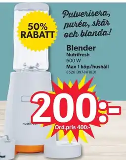 DollarStore Blender Nutrifresh 600 W Max 1 köp/hushåll erbjuda
