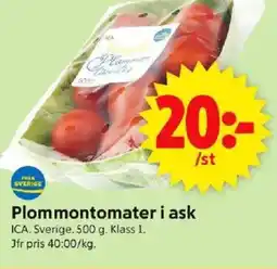 ICA Supermarket Plommontomater i ask erbjuda