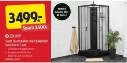 Jula Svart duschkabin med takdusch 90x90x225 cm, SEK 3499 erbjuda