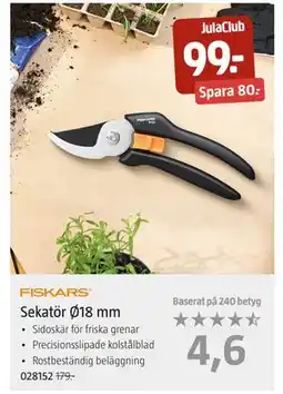 Jula Sekatör Ø18 mm, Medlemspris erbjuda