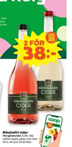 Stora Coop Alkoholfri cider, SEK 38 erbjuda