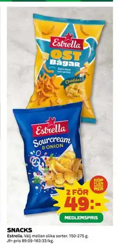 Coop SNACKS, Medlemspris erbjuda