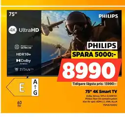 Power PHILIPS 75" 4K Smart TV erbjuda