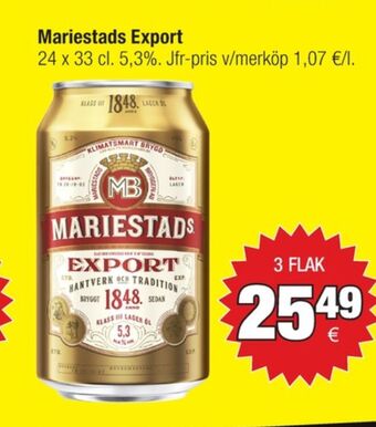 Calle Mariestads Export Öl erbjuda