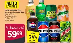 Fleggaard Pepsi, mirinda, faxe kondi el. mountain dew erbjuda