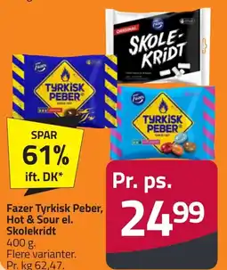 Fleggaard FAZER Tyrkisk peber, hot & sour el. skolekridt erbjuda