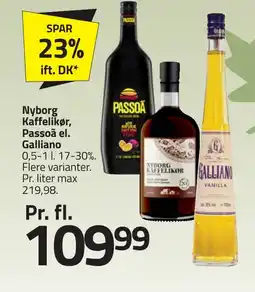 Fleggaard Nyborg kaffelikør, passoã el. galliano erbjuda