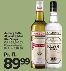 Fleggaard AALBORG Taffel akvavit rød el. klar snaps erbjuda