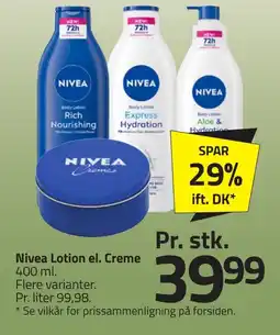 Fleggaard NIVEA Lotion el. creme erbjuda