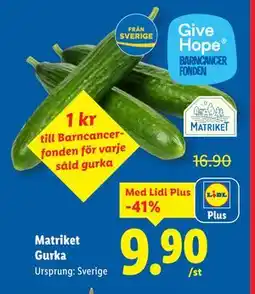 Lidl Matriket Gurka, Pris i appen erbjuda