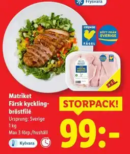 Lidl Matriket Färsk kycklingbröstfilé, SEK 99 erbjuda