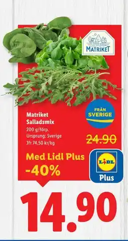 Lidl Matriket Salladsmix, Pris i appen erbjuda
