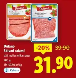 Lidl Dulano Skivad salami, SEK 31.9 erbjuda