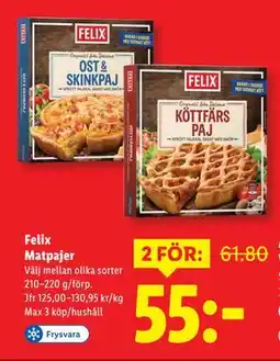 Lidl Felix Matpajer, SEK 55 erbjuda