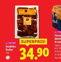 Lidl Saudiska Dadlar, SEK 34.9 erbjuda