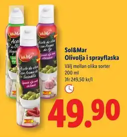 Lidl Sol&Mar Olivolja i sprayflaska, SEK 49.9 erbjuda