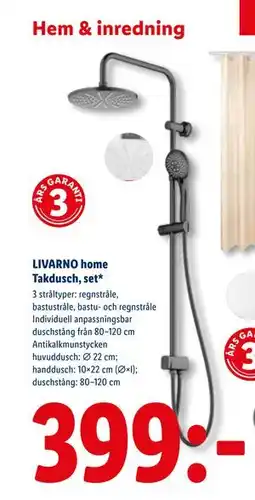 Lidl LIVARNO home Takdusch, set, SEK 399 erbjuda