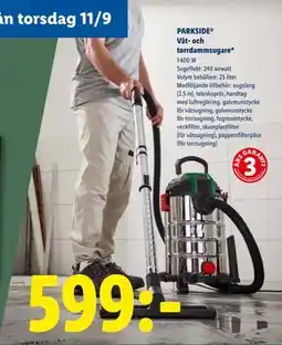 Lidl PARKSIDE Våt- och torrdammsugare, SEK 599 erbjuda
