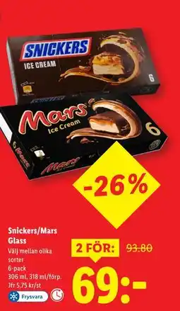 Lidl Snickers/Mars, SEK 69 erbjuda