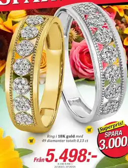 Guldfynd Ring i 18K guld med 49 diamanter totalt 0,13 ct erbjuda