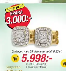 Guldfynd Örhängen med 58 diamanter totalt erbjuda