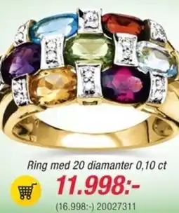 Guldfynd Ring med 20 diamanter 0,10 ct erbjuda