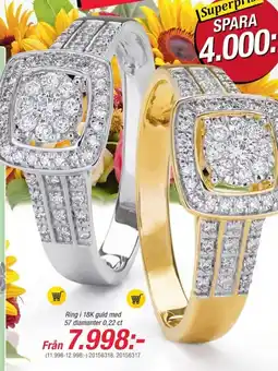 Guldfynd Ring i 18K guld med 57 diamanter 0,22 ct erbjuda
