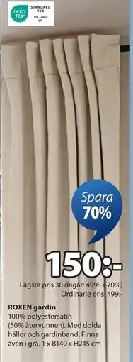 JYSK ROXEN gardin, SEK 150 erbjuda