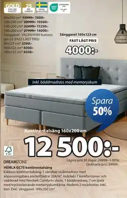 JYSK HEMLA GC75 kontinentalsäng, SEK 12500 erbjuda