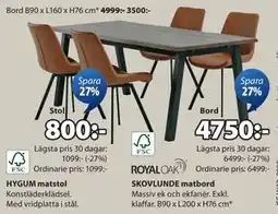 JYSK SKOVLUNDE matbord, SEK 4750 erbjuda