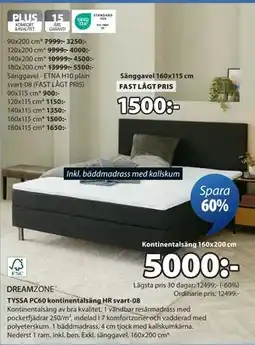 JYSK TYSSA PC60 kontinentalsäng HR svart-08, SEK 5000 erbjuda