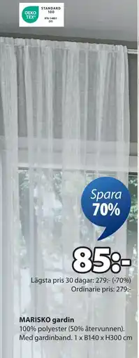 JYSK MARISKO gardin, SEK 85 erbjuda