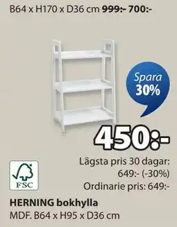 JYSK HERNING bokhylla erbjuda