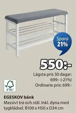 JYSK EGESKOV bänk, SEK 550 erbjuda