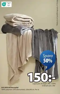 JYSK GULSKOLM fleecepläd, SEK 150 erbjuda