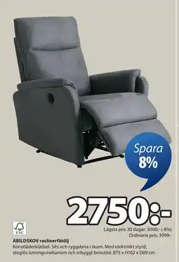 JYSK ABILDSKOV reclinerfåtölj, SEK 2750 erbjuda