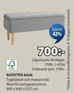JYSK BADSTED bänk, SEK 700 erbjuda