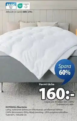 JYSK KVITEKOLL fibertäcke erbjuda
