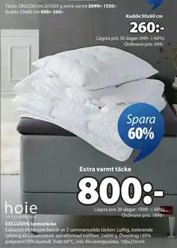 JYSK EXCLUSIVE termotäcke erbjuda