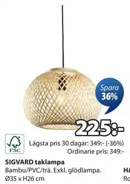 JYSK SIGVARD taklampa, SEK 225 erbjuda